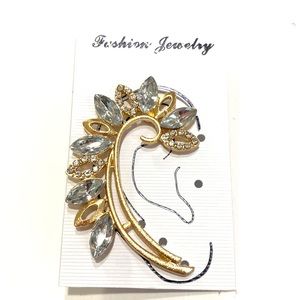 Ear Cuff Climber Clear Gold Tone Ear Rhinestone
